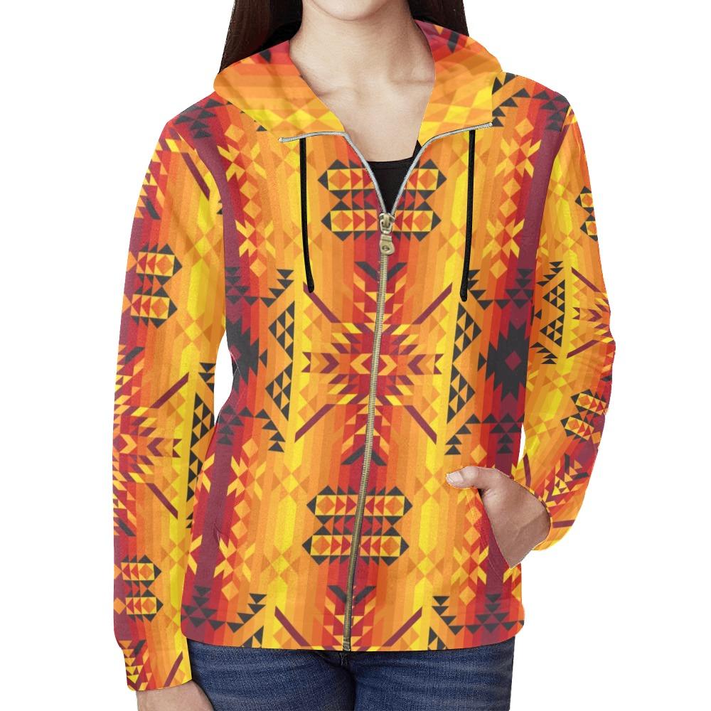 Desert Geo Yellow Red All Over Print Full Zip Hoodie for Women (Model H14) All Over Print Full Zip Hoodie for Women (H14) e-joyer