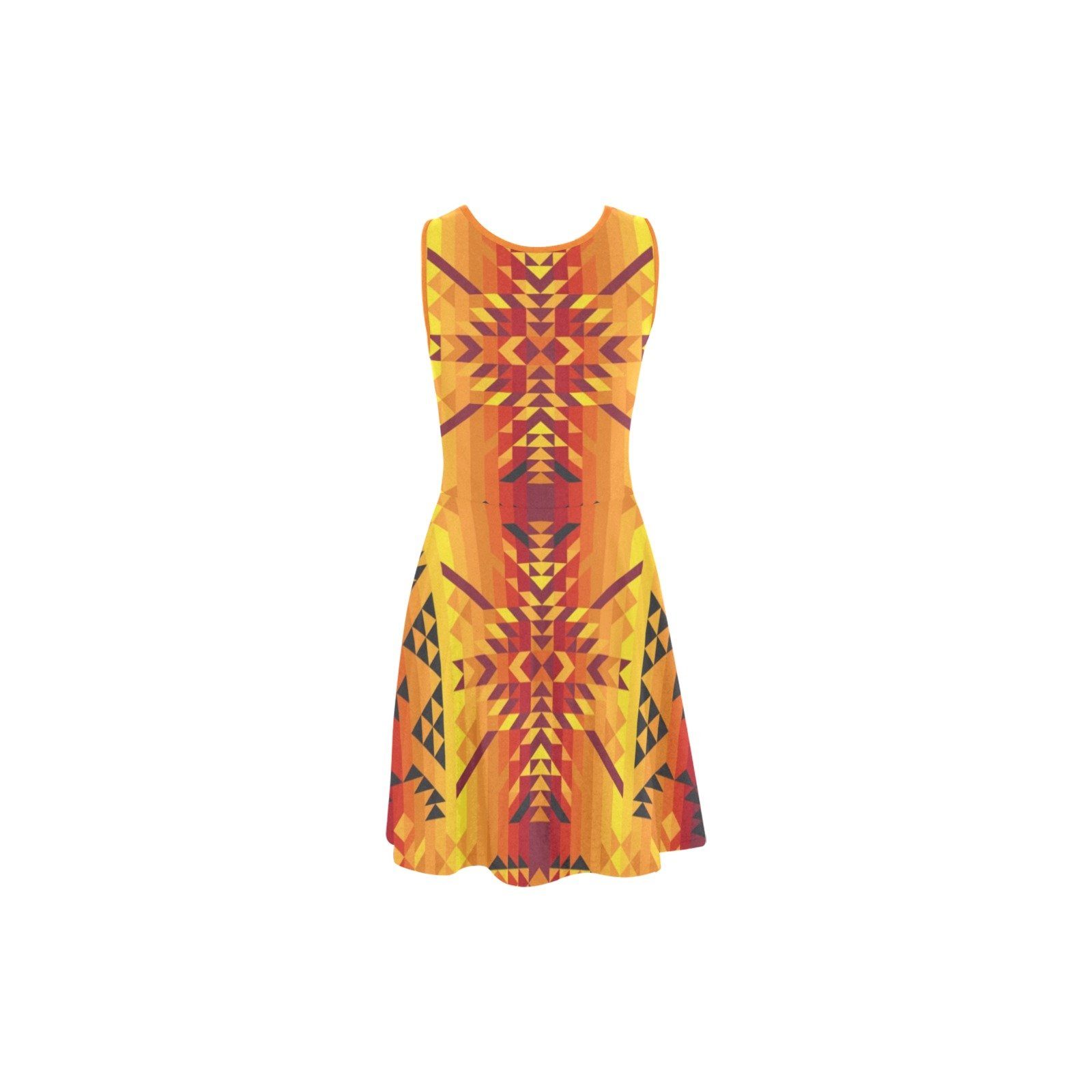 Desert Geo Yellow Red Atalanta Sundress (Model D04) Atalanta Sundress (D04) e-joyer