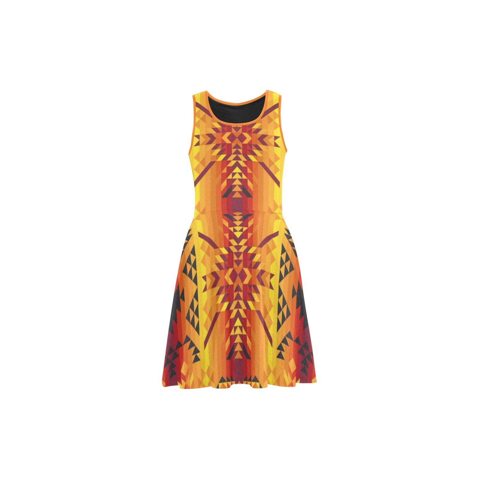 Desert Geo Yellow Red Atalanta Sundress (Model D04) Atalanta Sundress (D04) e-joyer