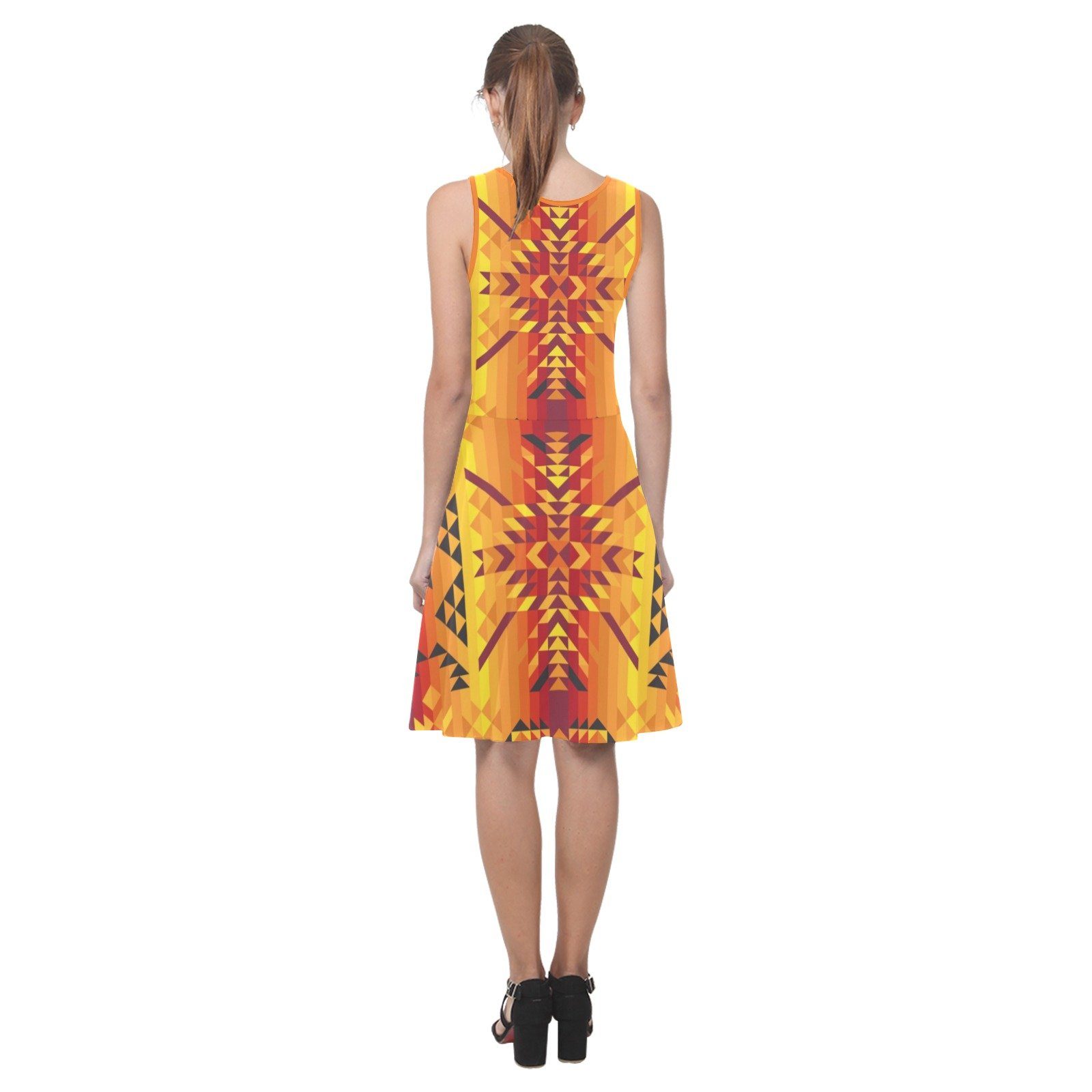 Desert Geo Yellow Red Atalanta Sundress (Model D04) Atalanta Sundress (D04) e-joyer