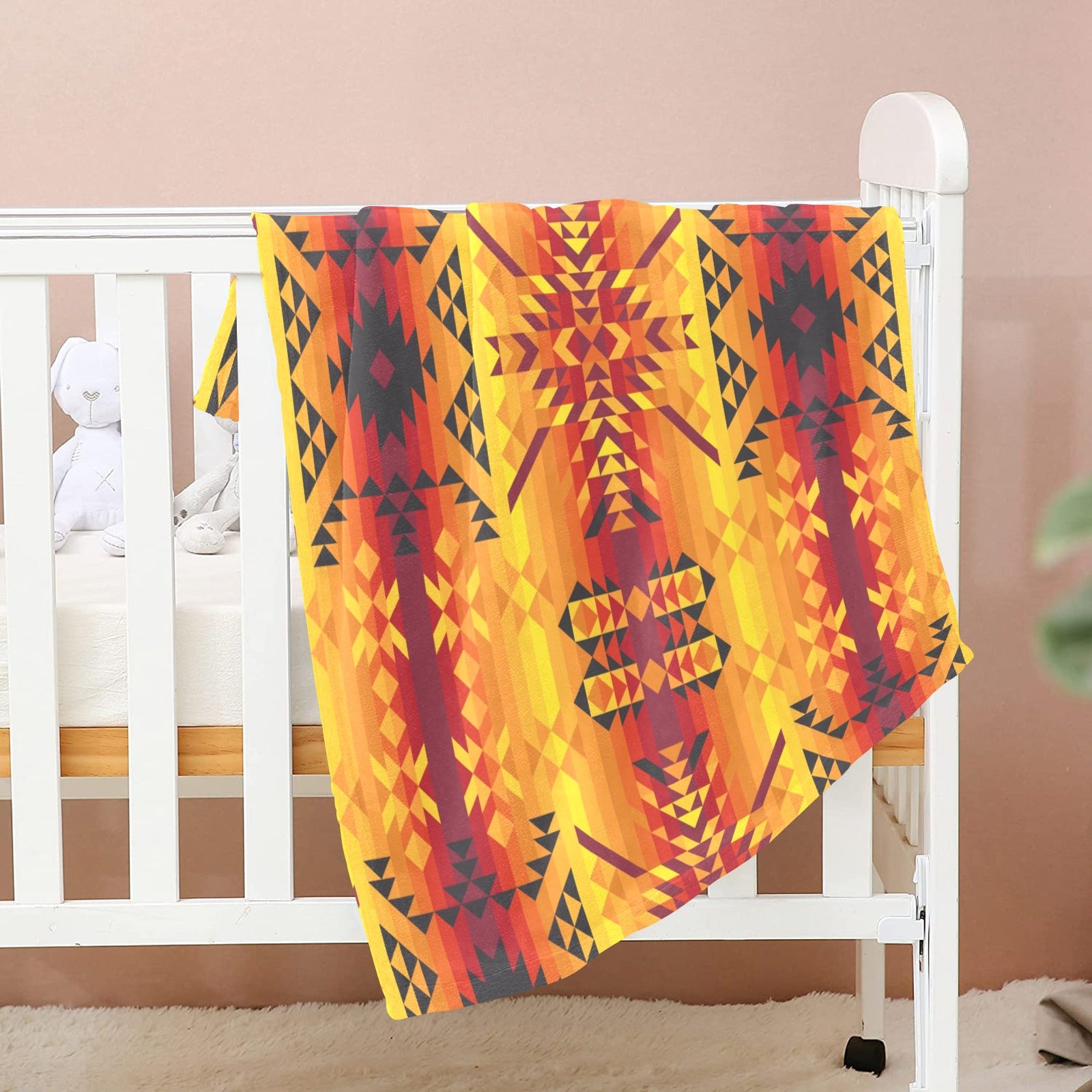 Desert Geo Yellow Red Baby Blanket 40"x50" Baby Blanket 40"x50" e-joyer 