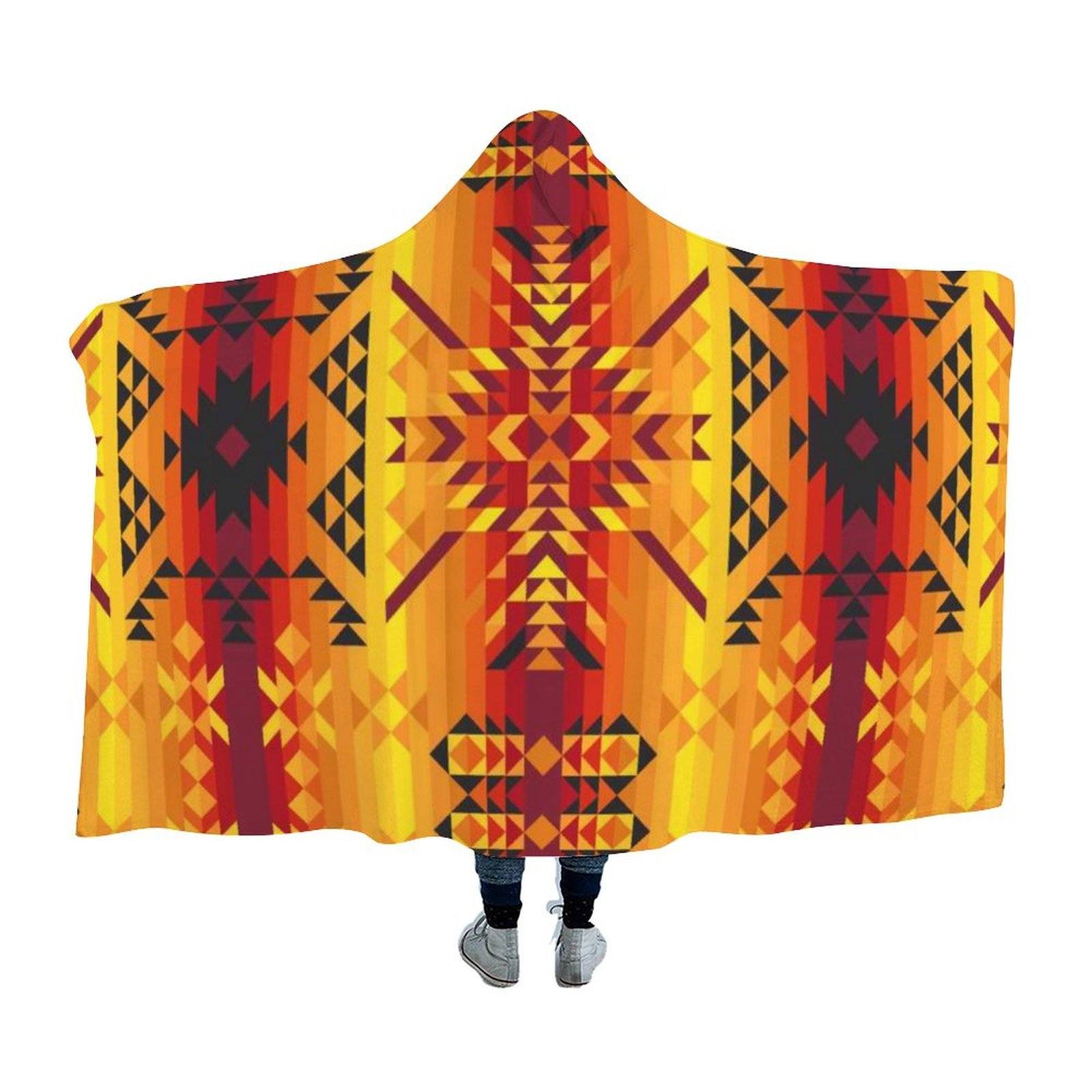 Desert Geo Yellow Red Hooded Blanket blanket 49 Dzine