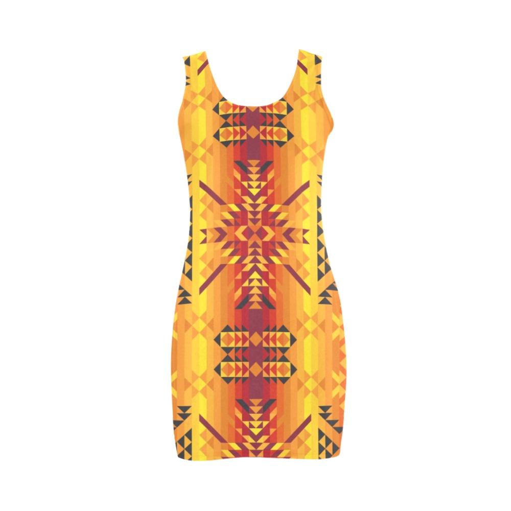 Desert Geo Yellow Red Medea Vest Dress (Model D06) Medea Vest Dress (D06) e-joyer