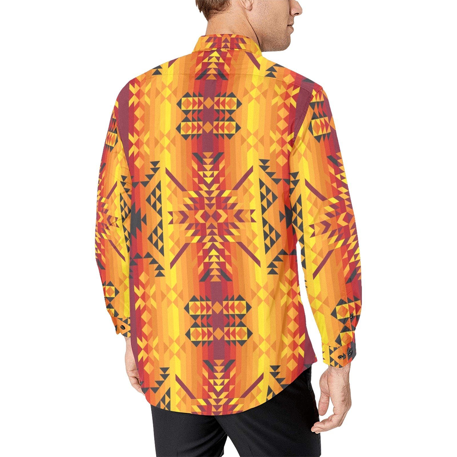 Desert Geo Yellow Red Men's All Over Print Casual Dress Shirt (Model T61) Men's Dress Shirt (T61) e-joyer