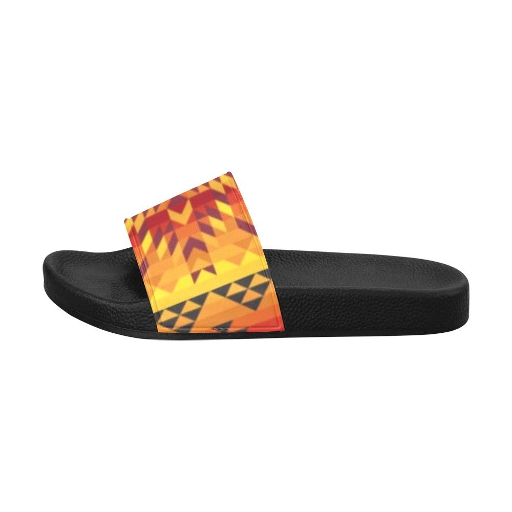 Desert Geo Yellow Red Men's Slide Sandals (Model 057) Men's Slide Sandals (057) e-joyer