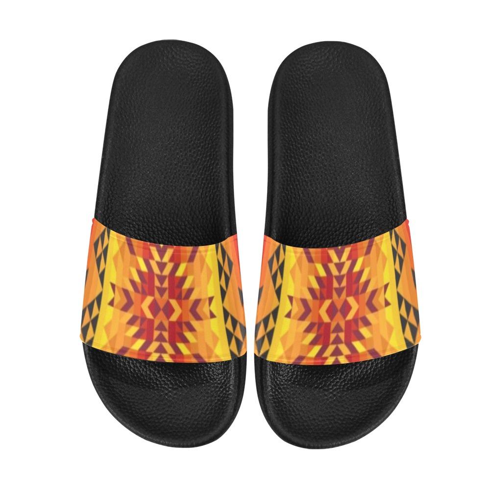 Desert Geo Yellow Red Men's Slide Sandals (Model 057) Men's Slide Sandals (057) e-joyer