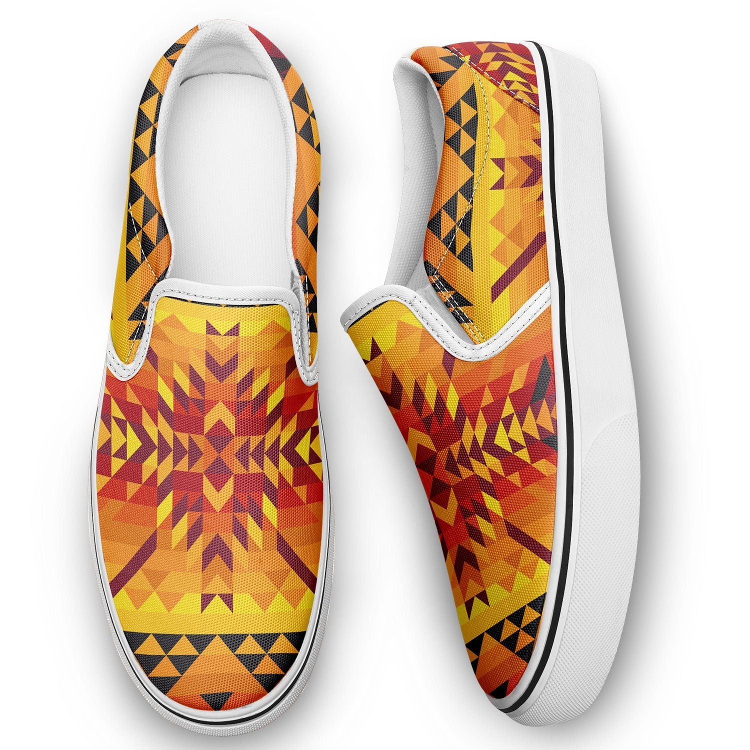 Desert Geo Yellow Red Otoyimm Canvas Slip On Shoes otoyimm Herman