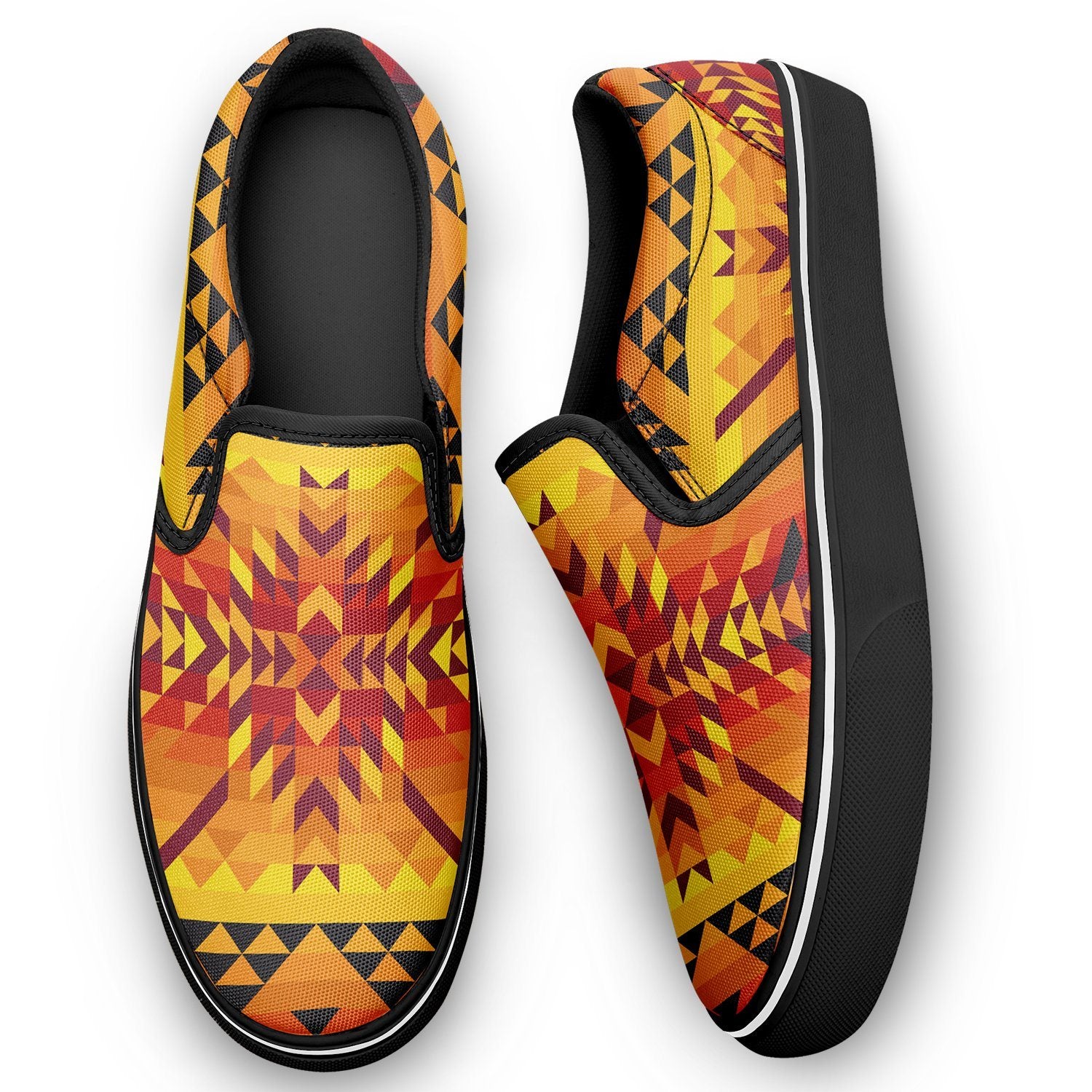 Desert Geo Yellow Red Otoyimm Canvas Slip On Shoes otoyimm Herman