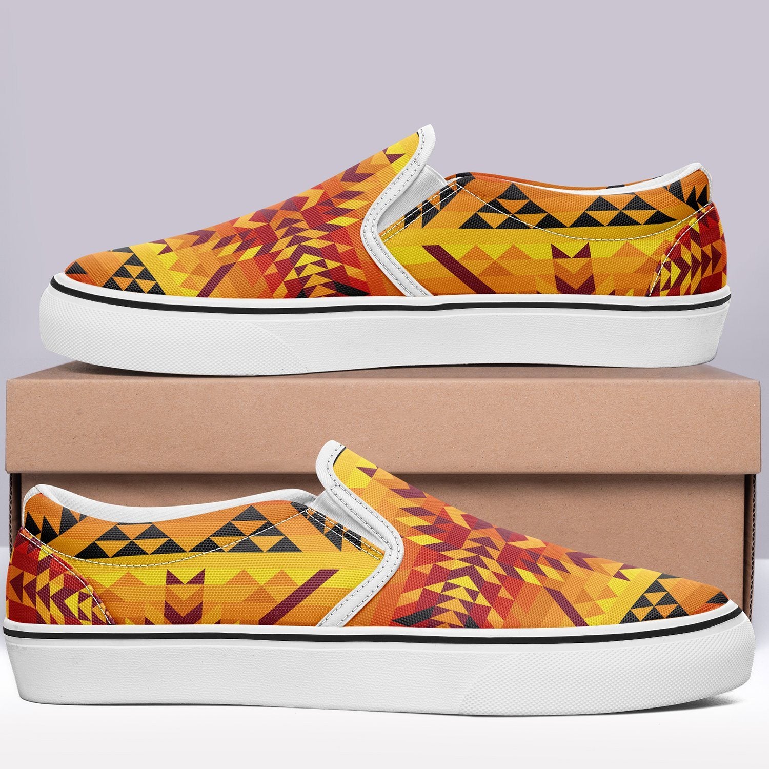 Desert Geo Yellow Red Otoyimm Canvas Slip On Shoes otoyimm Herman