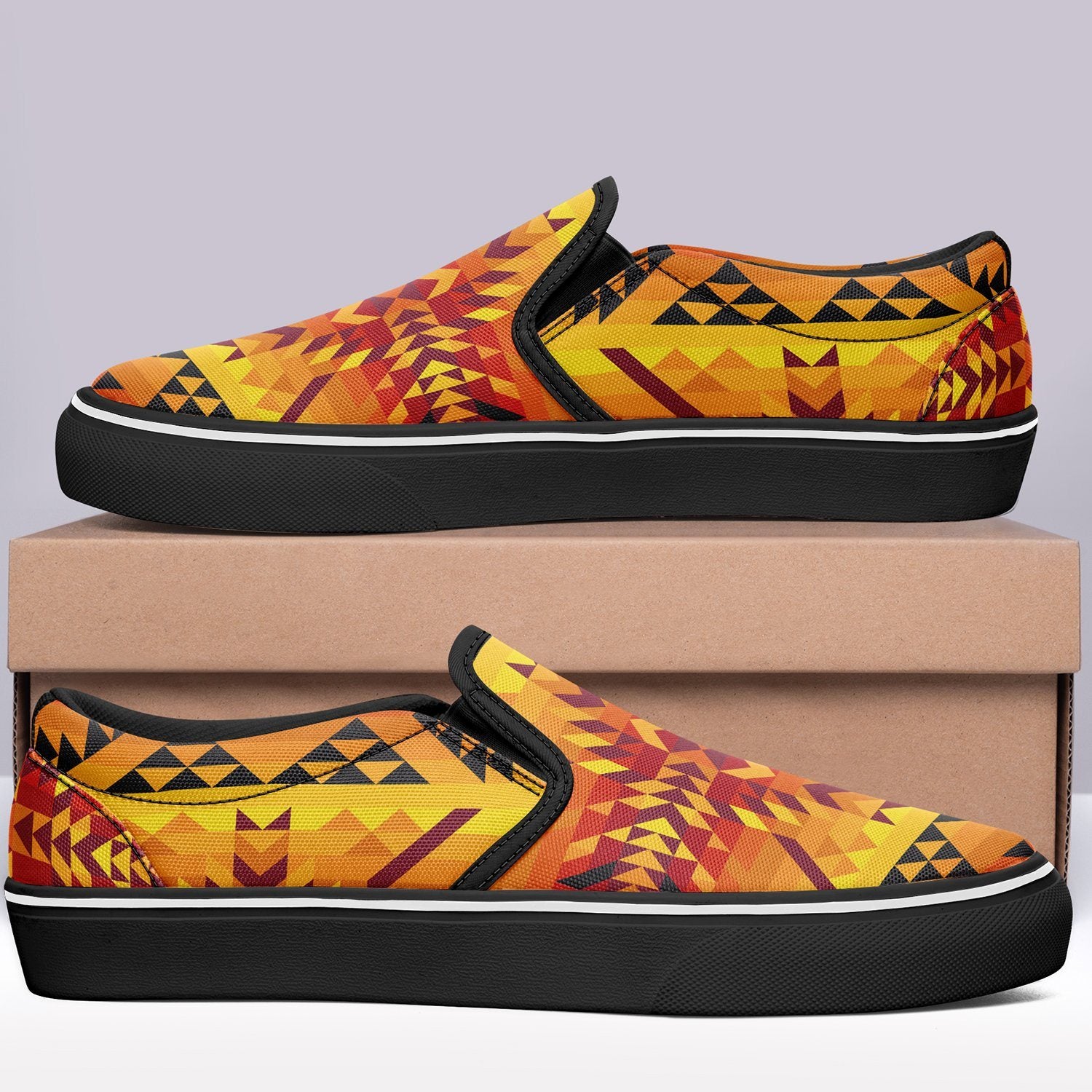 Desert Geo Yellow Red Otoyimm Canvas Slip On Shoes otoyimm Herman