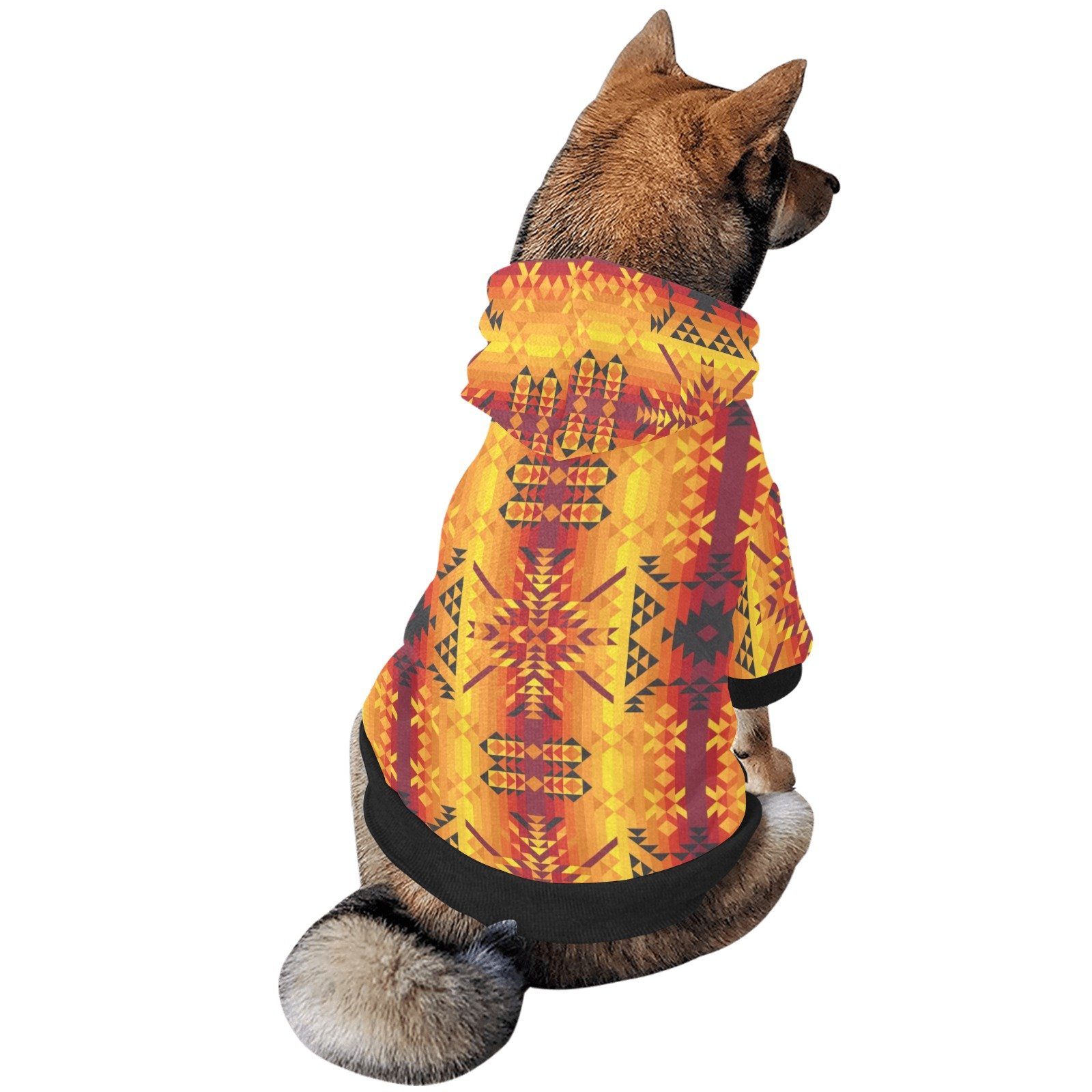 Desert Geo Yellow Red Pet Dog Hoodie Pet Dog Hoodie e-joyer