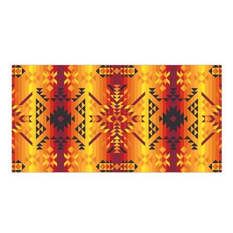 Desert Geo Yellow Red Satin Shawl Scarf 49 Dzine