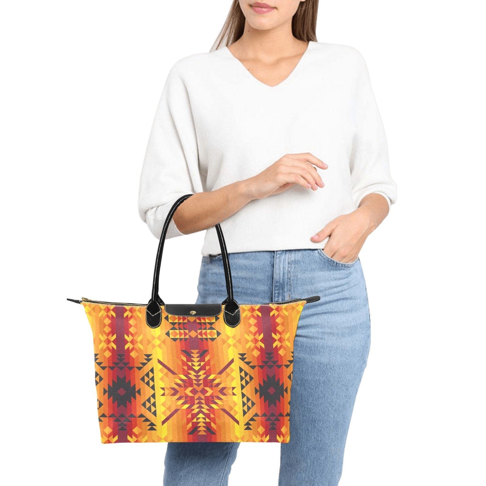 Desert Geo Yellow Red Single-Shoulder Lady Handbag (Model 1714) bag e-joyer