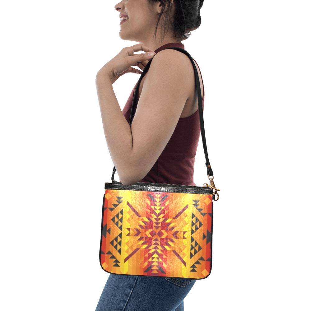 Desert Geo Yellow Red Small Shoulder Bag (Model 1710) Small Shoulder Bag (1710) e-joyer