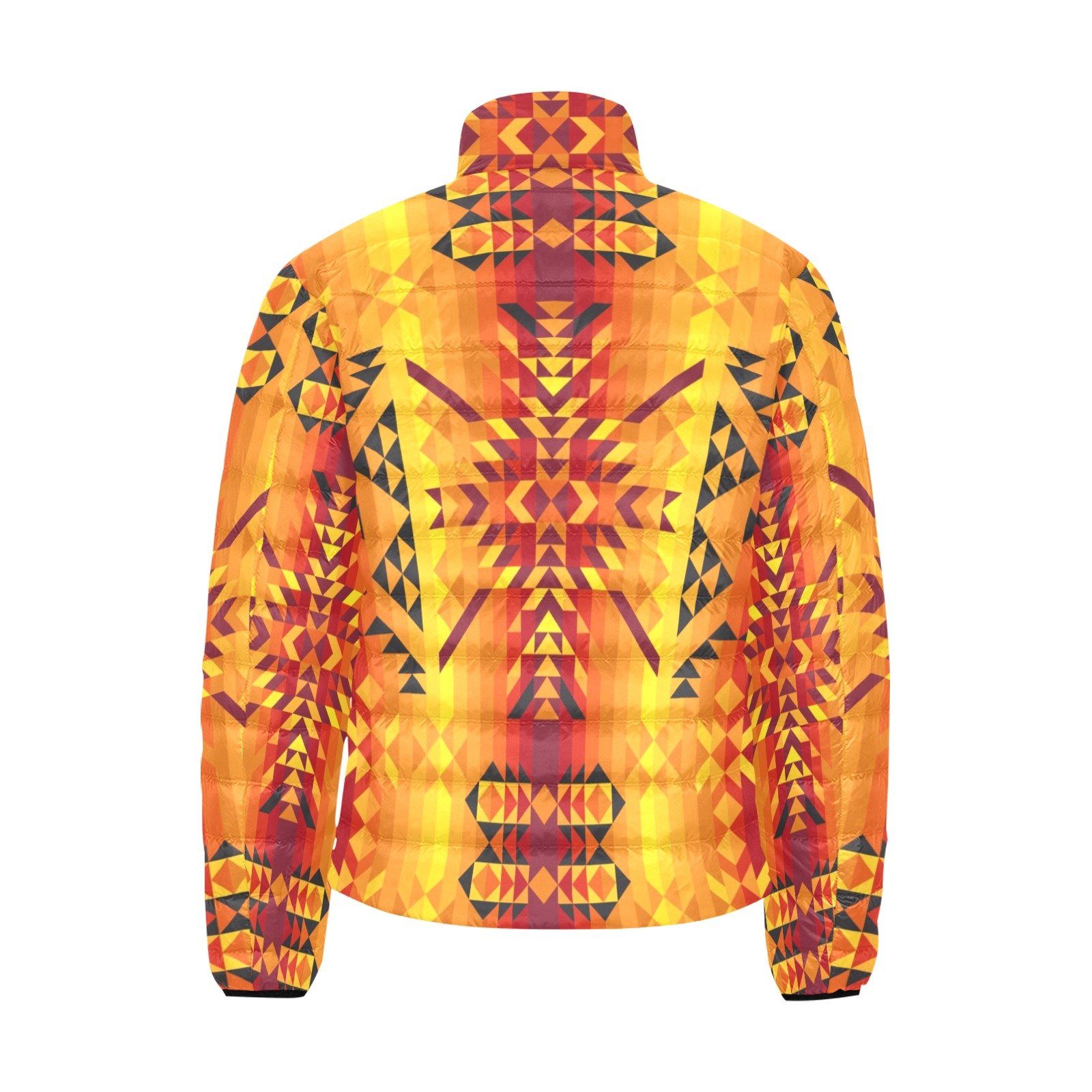 Desert Geo Yellow Red Unisex Stand Collar Padded Jacket Men's Stand Collar Padded Jacket (H41) e-joyer