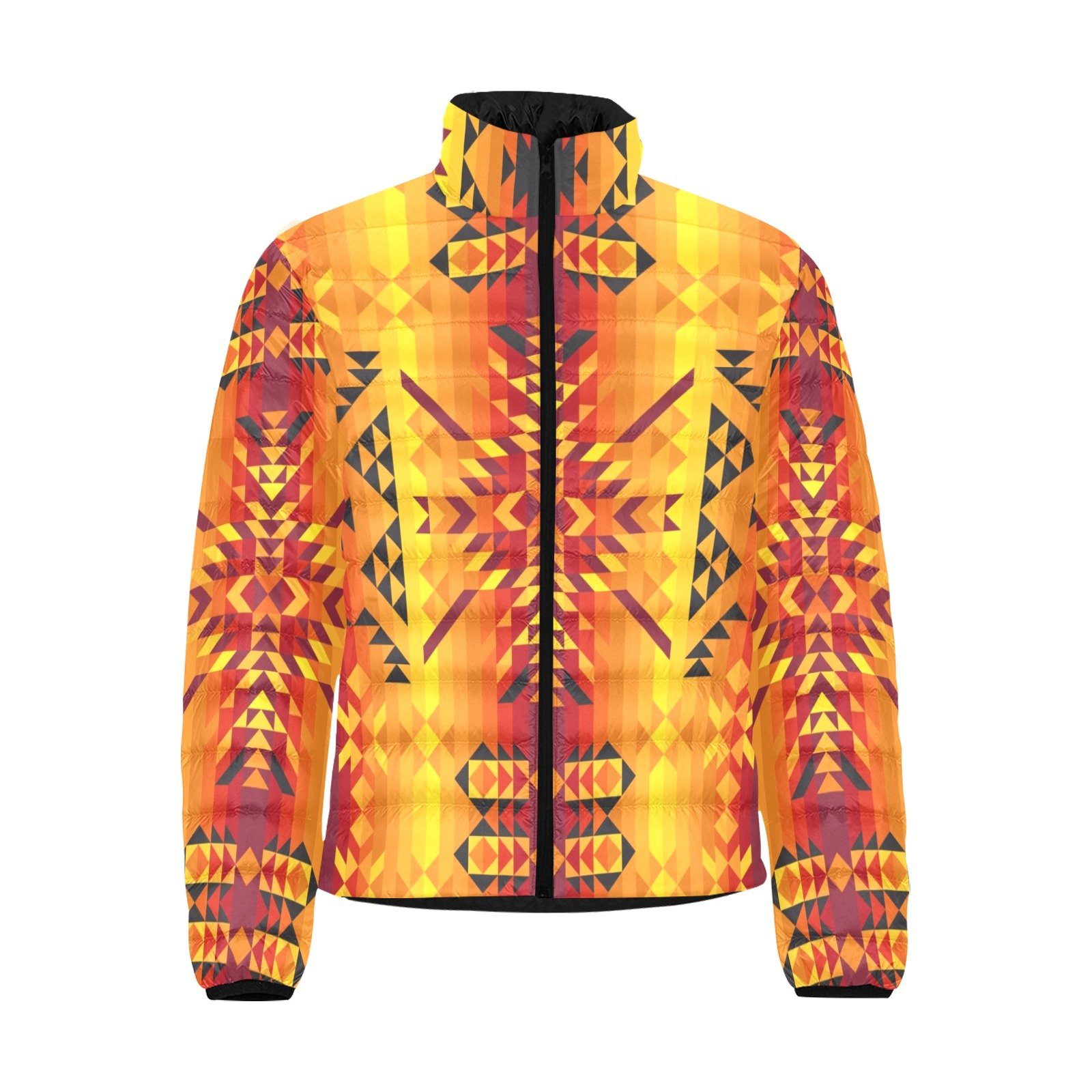 Desert Geo Yellow Red Unisex Stand Collar Padded Jacket Men's Stand Collar Padded Jacket (H41) e-joyer