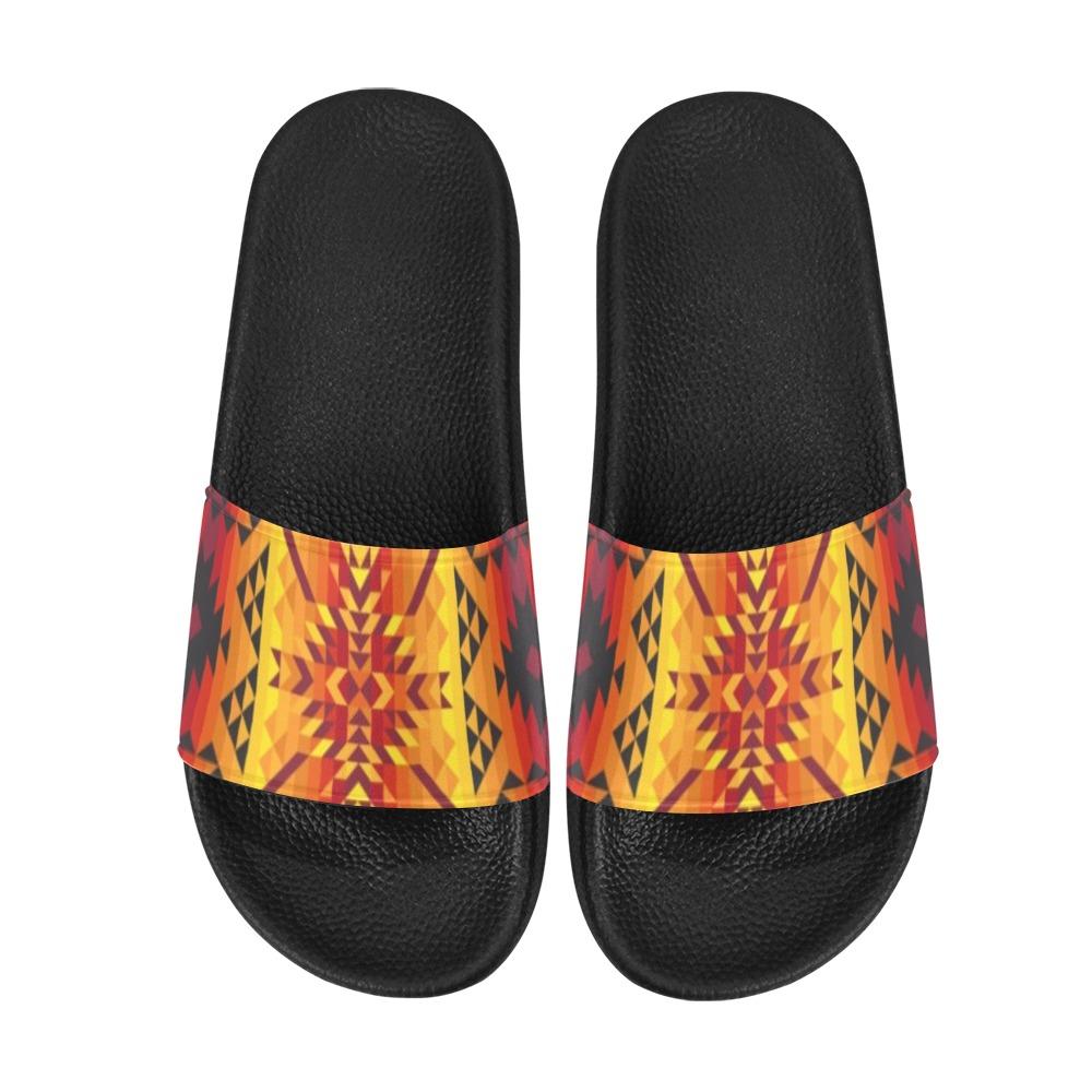 Desert Geo Yellow Red Women's Slide Sandals (Model 057) Women's Slide Sandals (057) e-joyer