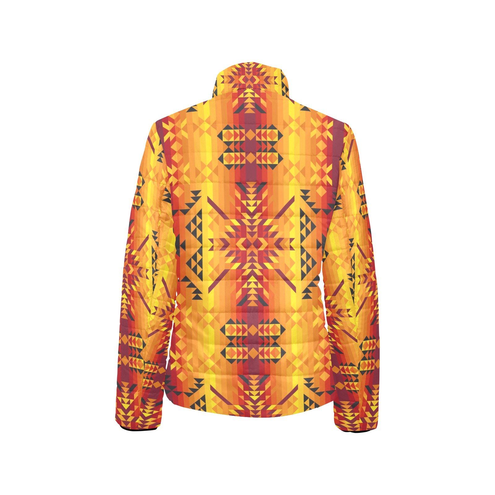 Desert Geo Yellow Red Women's Stand Collar Padded Jacket (Model H41) jacket e-joyer