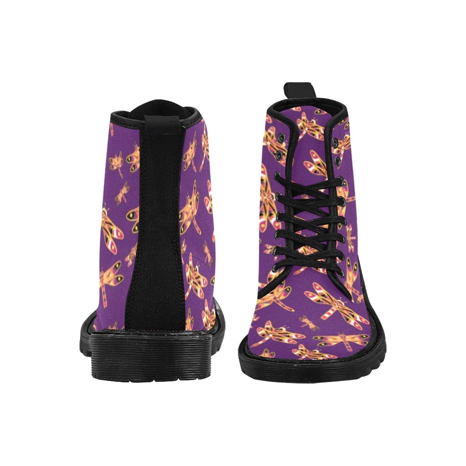 Gathering Yellow Purple Boots for Women (Black)