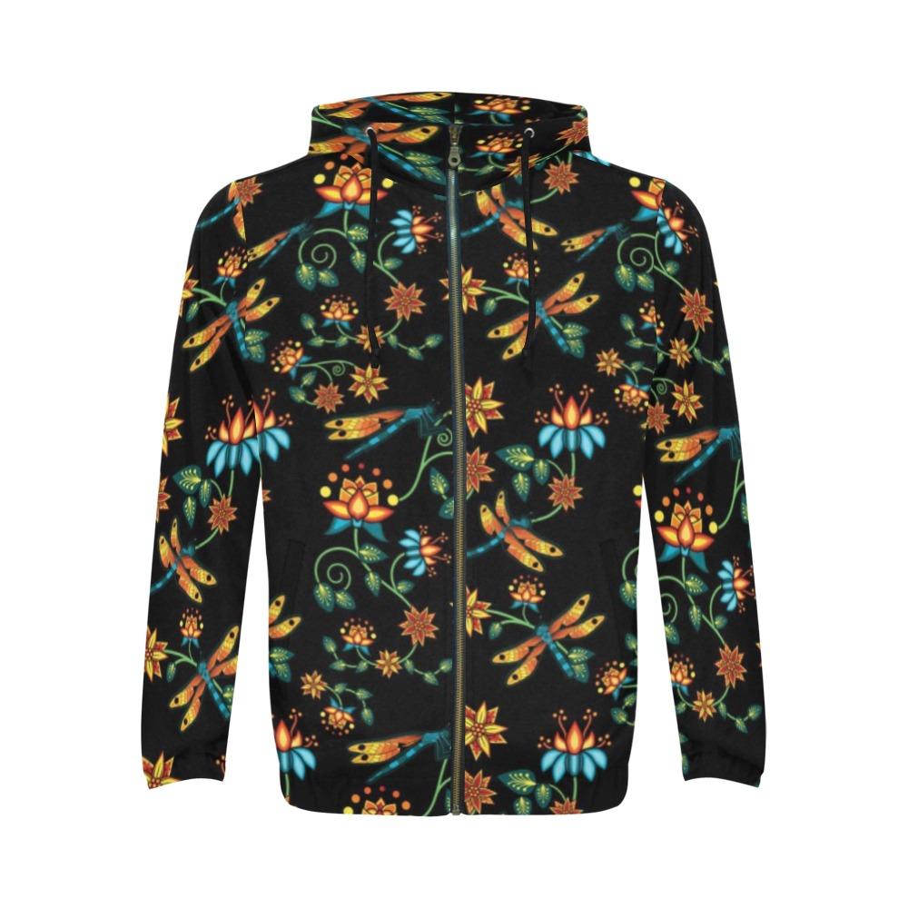 Dragon Lily Noir All Over Print Full Zip Hoodie for Men (Model H14) All Over Print Full Zip Hoodie for Men (H14) e-joyer