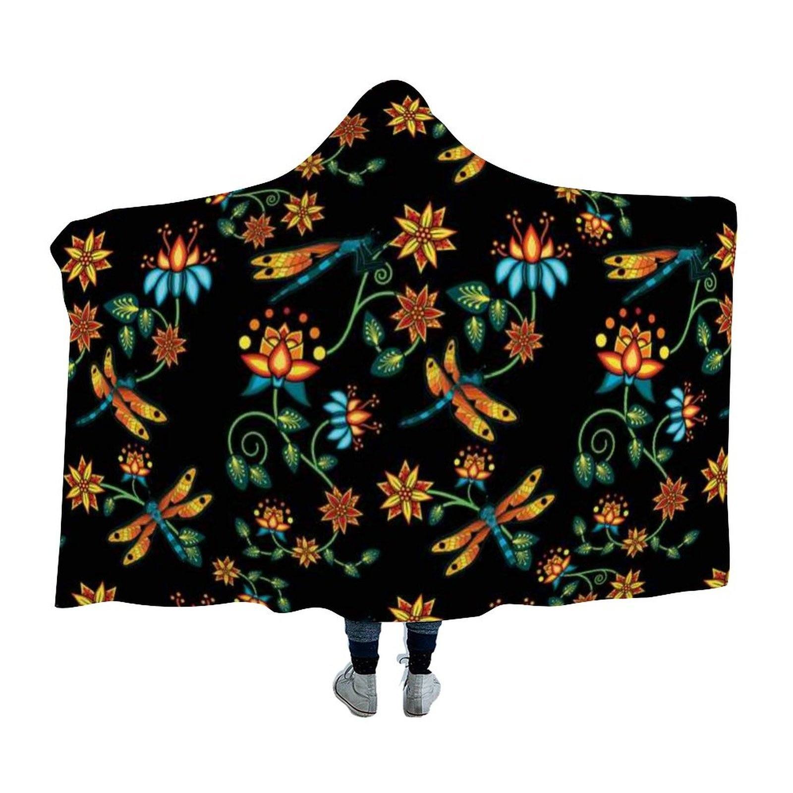 Dragon Lily Noir Hooded Blanket blanket 49 Dzine