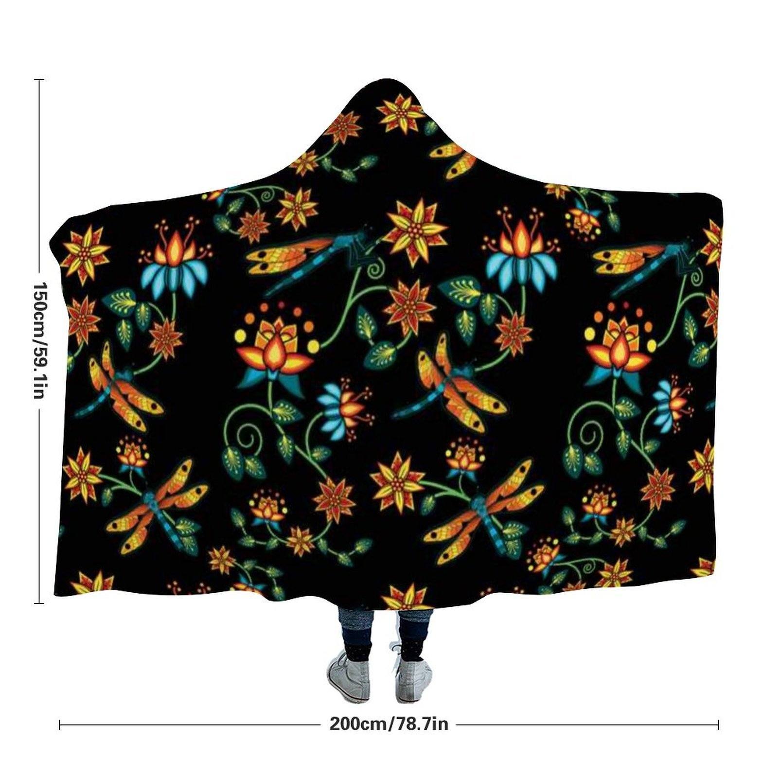 Dragon Lily Noir Hooded Blanket blanket 49 Dzine