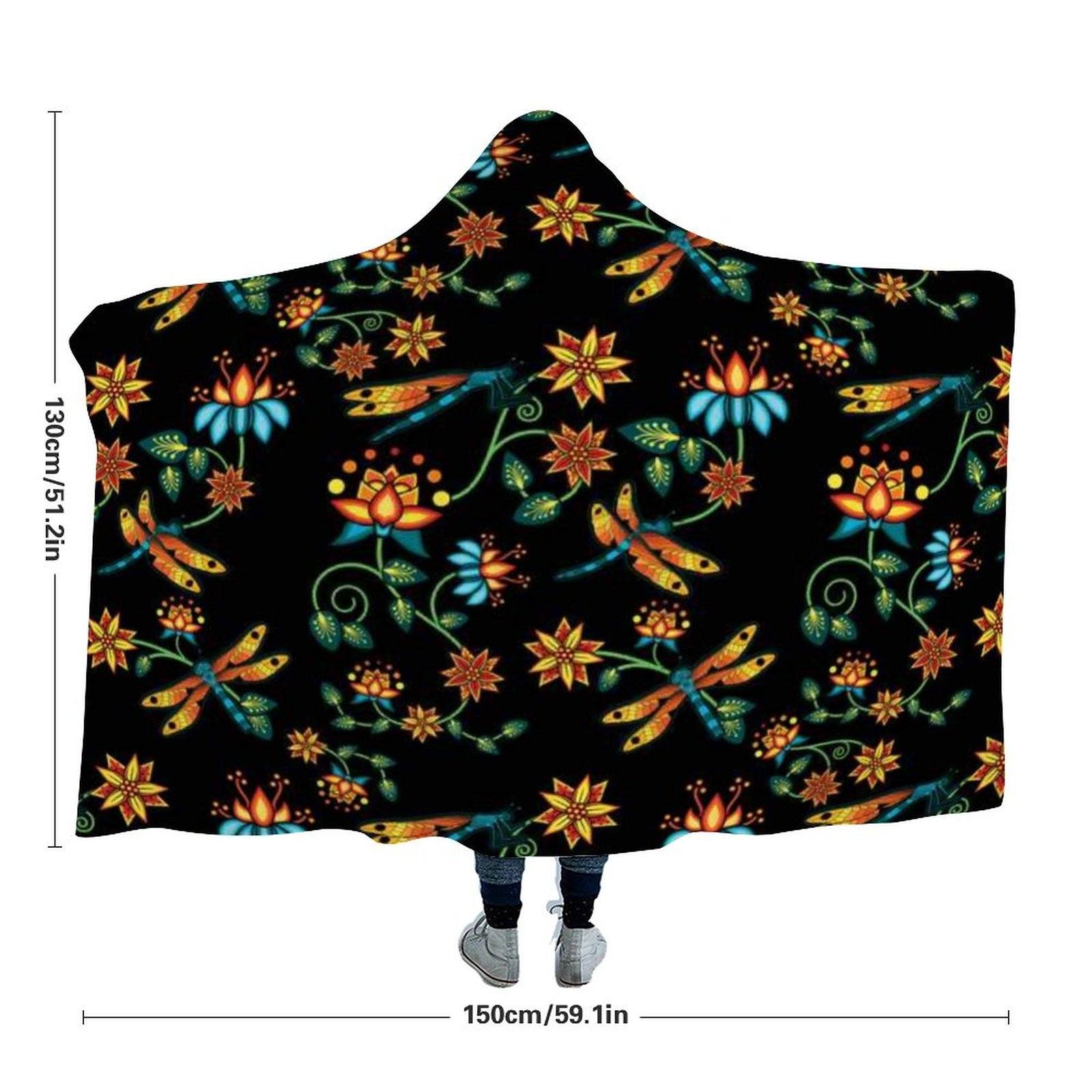 Dragon Lily Noir Hooded Blanket blanket 49 Dzine