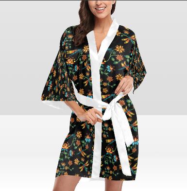 Dragon Lily Noir Kimono Robe Artsadd