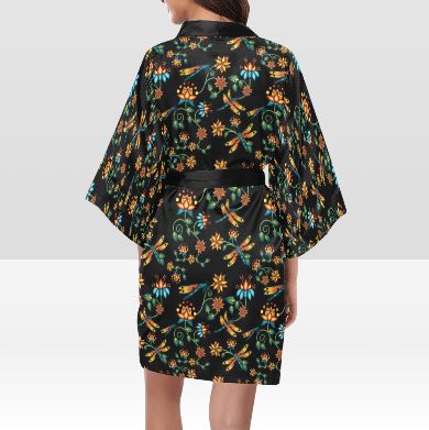 Dragon Lily Noir Kimono Robe Artsadd