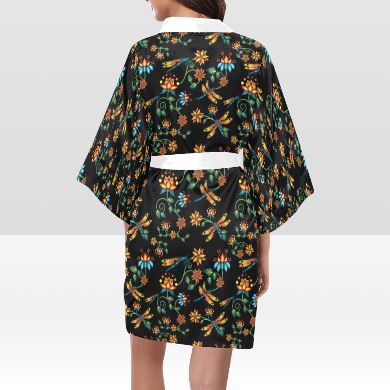 Dragon Lily Noir Kimono Robe Artsadd
