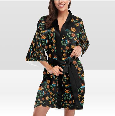 Dragon Lily Noir Kimono Robe Artsadd