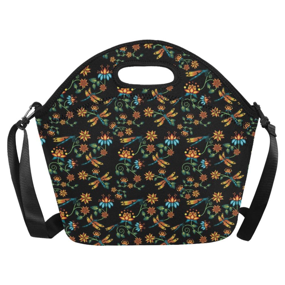 Dragon Lily Noir Neoprene Lunch Bag/Large (Model 1669) bag e-joyer