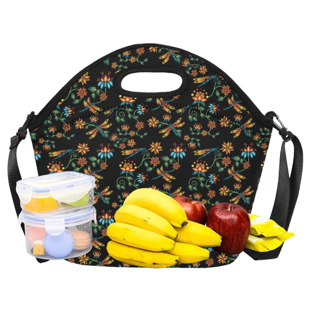 Dragon Lily Noir Neoprene Lunch Bag/Large (Model 1669) bag e-joyer