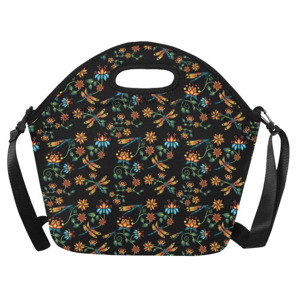 Dragon Lily Noir Neoprene Lunch Bag/Large (Model 1669) bag e-joyer