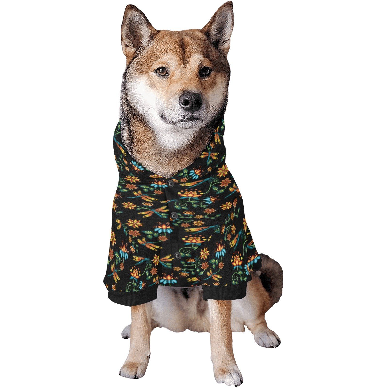 Dragon Lily Noir Pet Dog Hoodie Pet Dog Hoodie e-joyer
