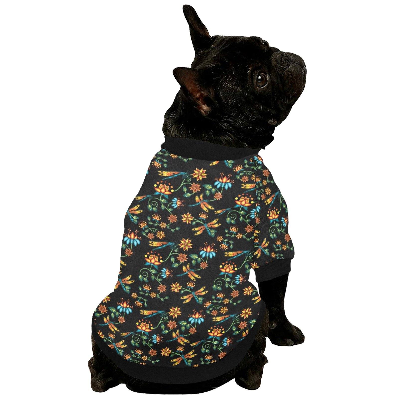 Dragon Lily Noir Pet Dog Round Neck Shirt Pet Dog Round Neck Shirt e-joyer 