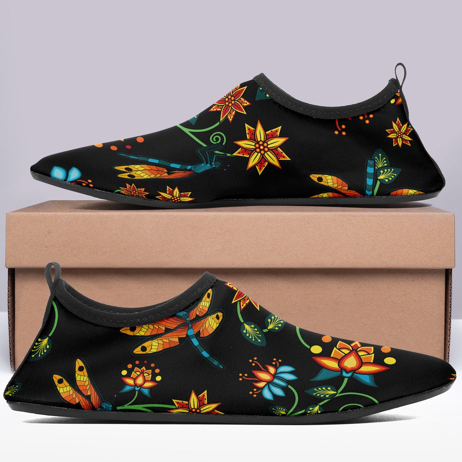 Dragon Lily Noir Sockamoccs Slip On Shoes Herman