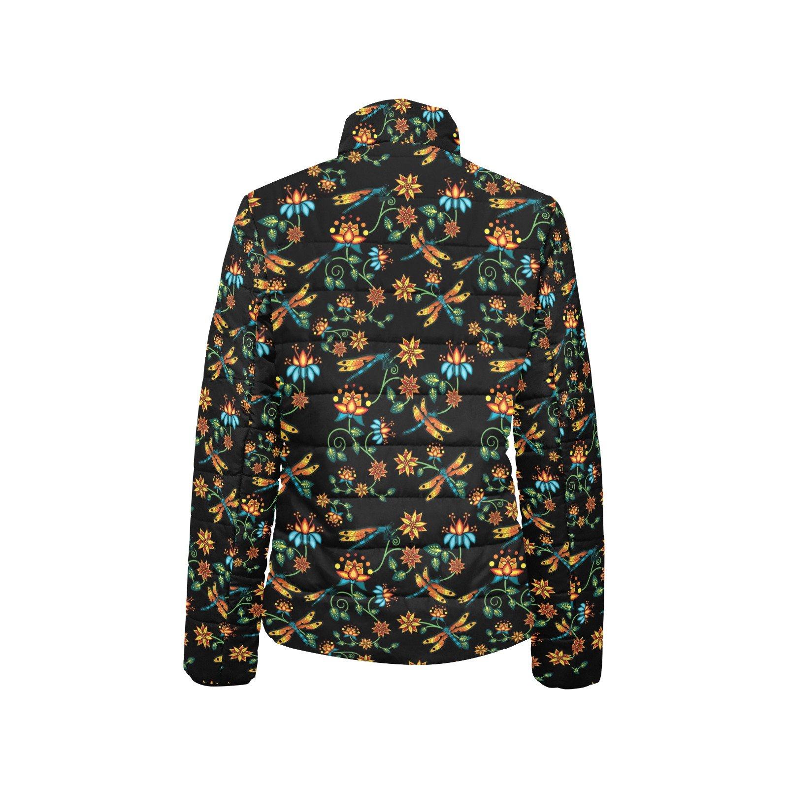 Dragon Lily Noir Women's Stand Collar Padded Jacket (Model H41) jacket e-joyer 
