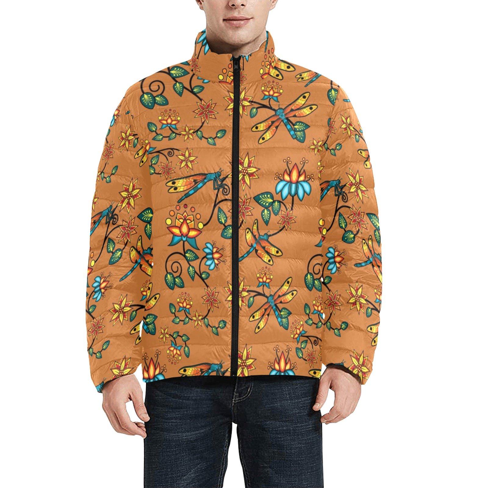 Dragon Lily Sierra Men's Stand Collar Padded Jacket (Model H41) Men's Stand Collar Padded Jacket (H41) e-joyer