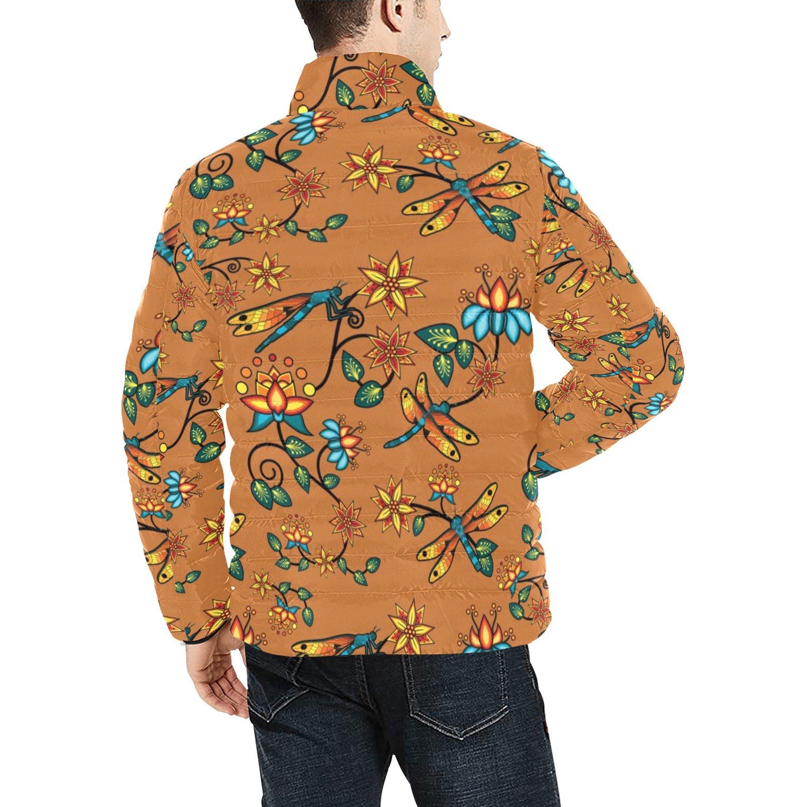 Dragon Lily Sierra Men's Stand Collar Padded Jacket (Model H41) Men's Stand Collar Padded Jacket (H41) e-joyer