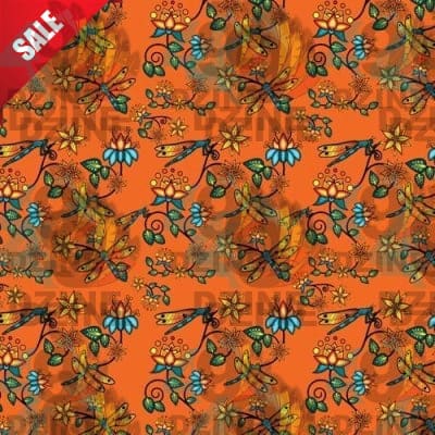 Dragon Lily Sierra Orange - Colour Cotton Poplin Fabric By the Yard Fabric NBprintex
