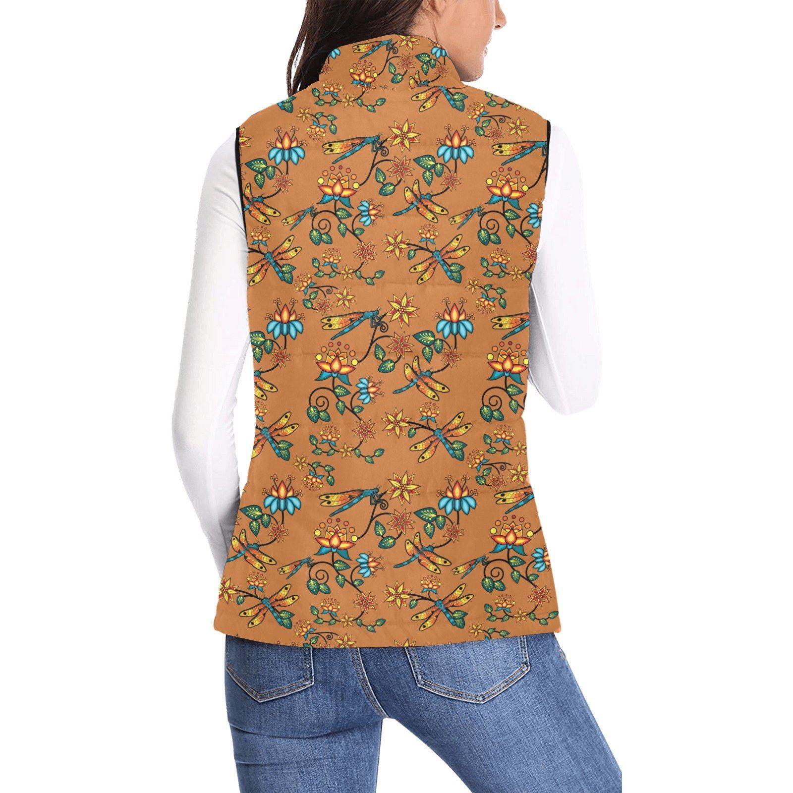Dragon Lily Sierra Women's Padded Vest Jacket (Model H44) Women's Padded Vest Jacket (H44) e-joyer