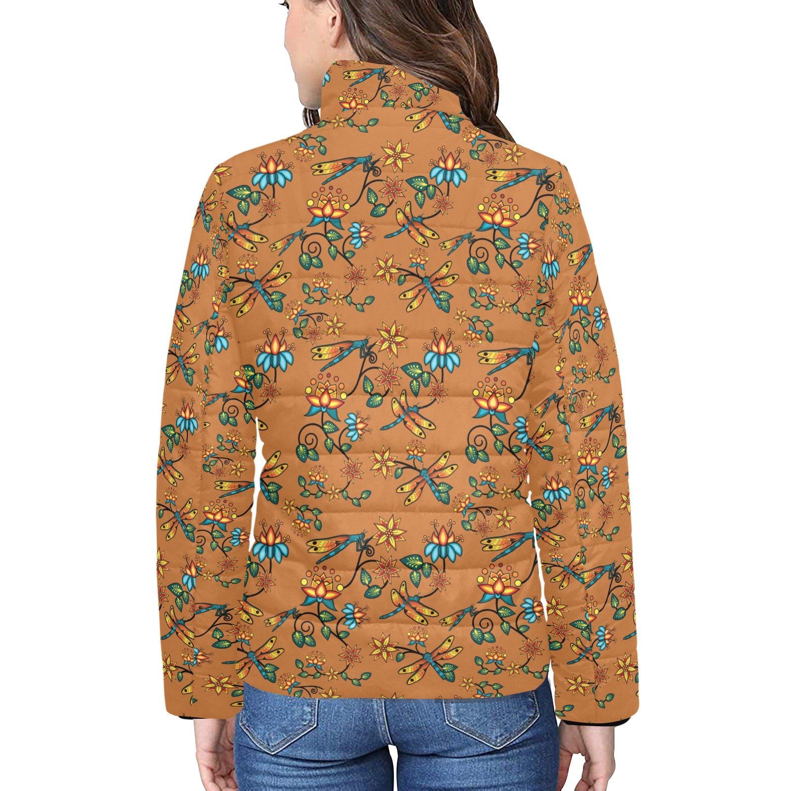Dragon Lily Sierra Women's Stand Collar Padded Jacket (Model H41) jacket e-joyer