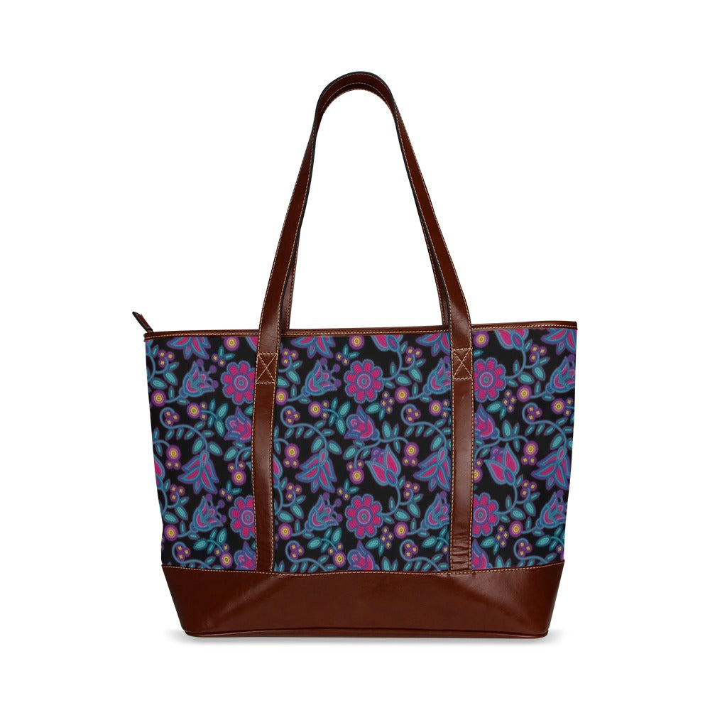 Beaded Nouveau Coal Tote Handbag