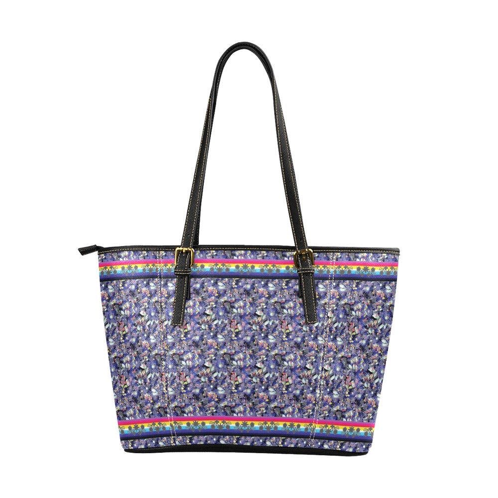 Culture in Nature Blue Leather Tote Bag/Large