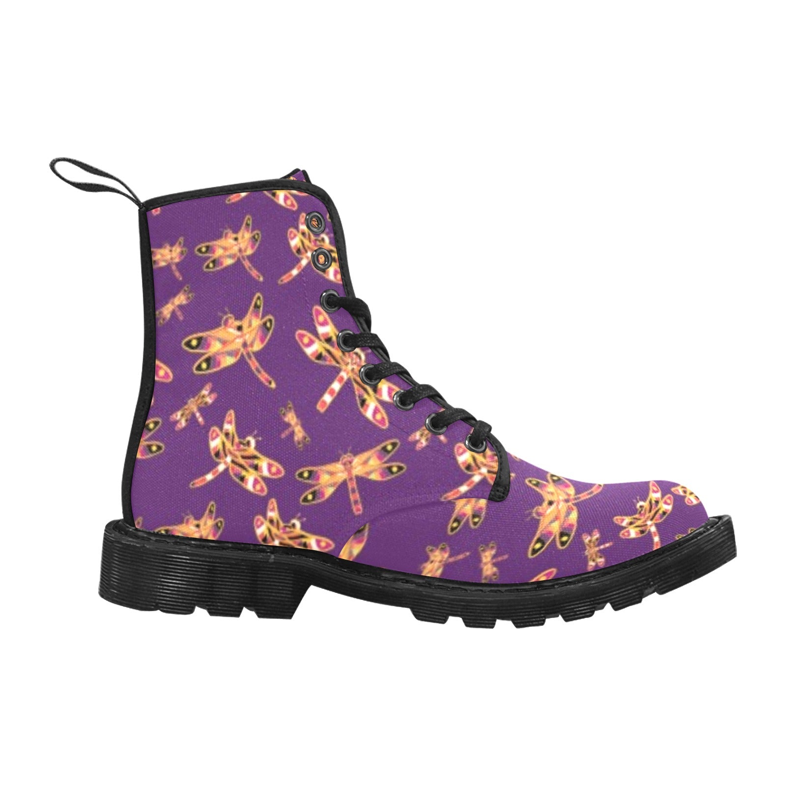 Gathering Yellow Purple Boots for Women (Black)