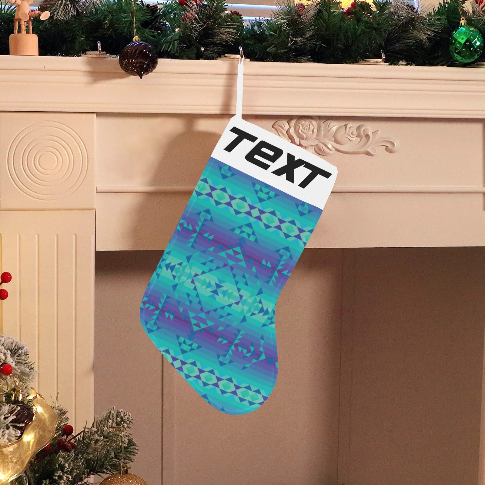 Borealis Christmas Stocking (Custom Text on The Top)