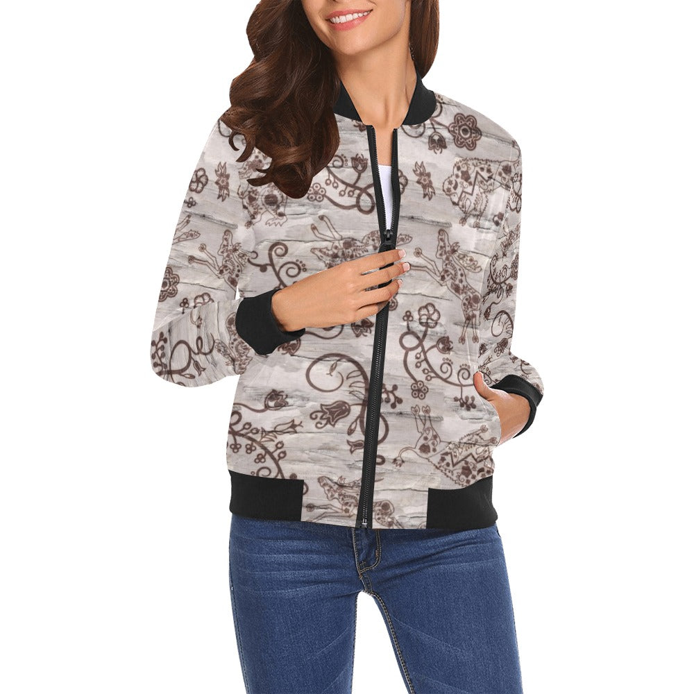 Forest Medley All Over Print Bomber Jacket for Women