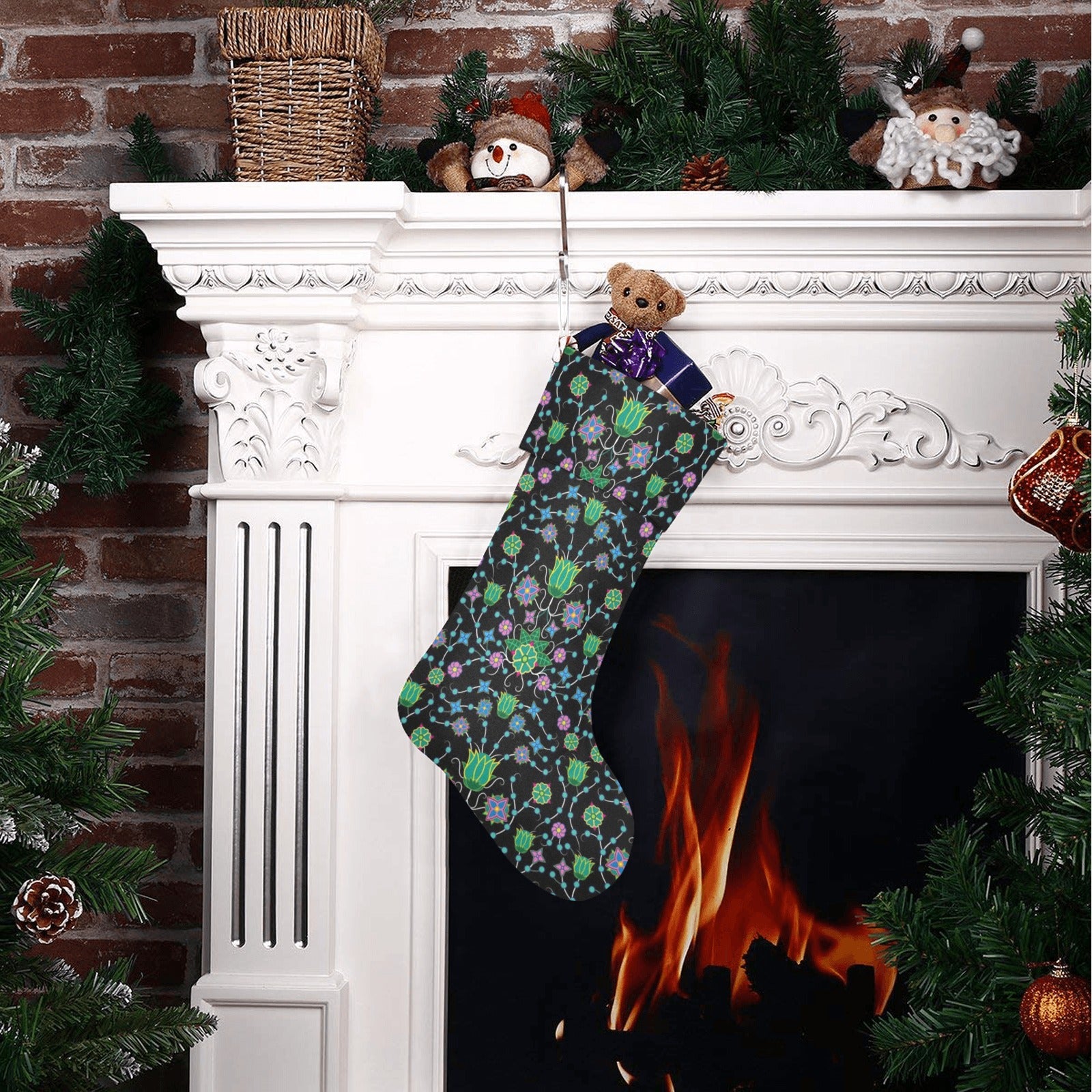 Floral Damask Garden Christmas Stocking