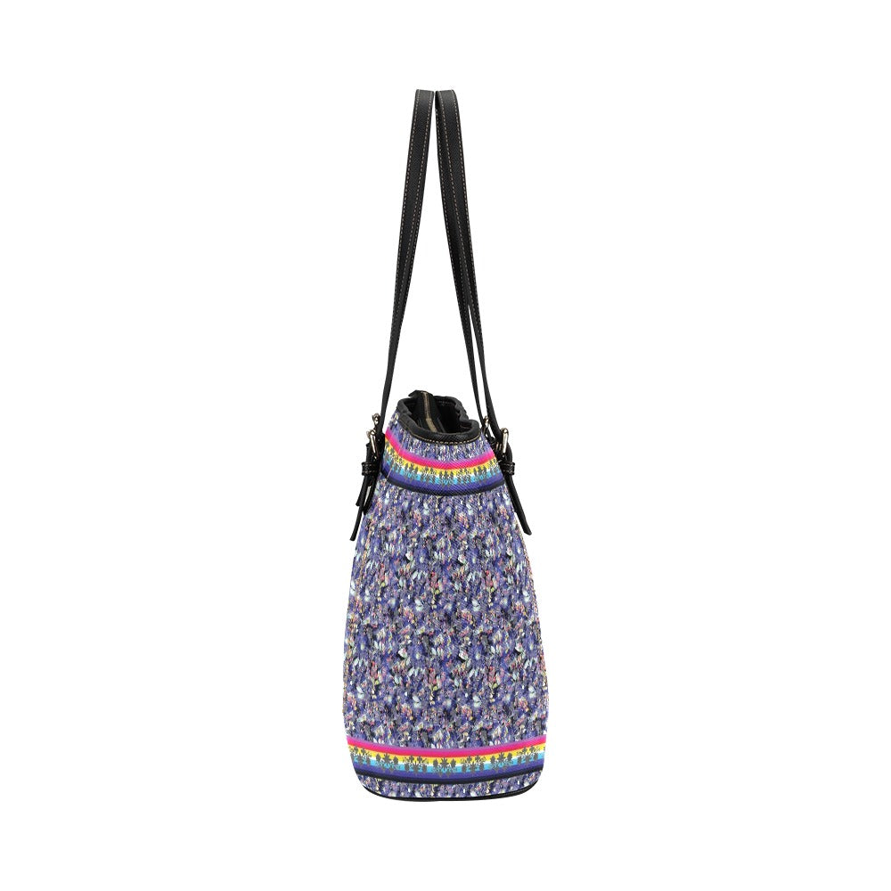 Culture in Nature Blue Leather Tote Bag/Large